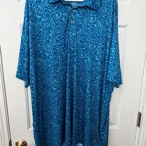 Vibrant Blue Patterned Polo Shirt